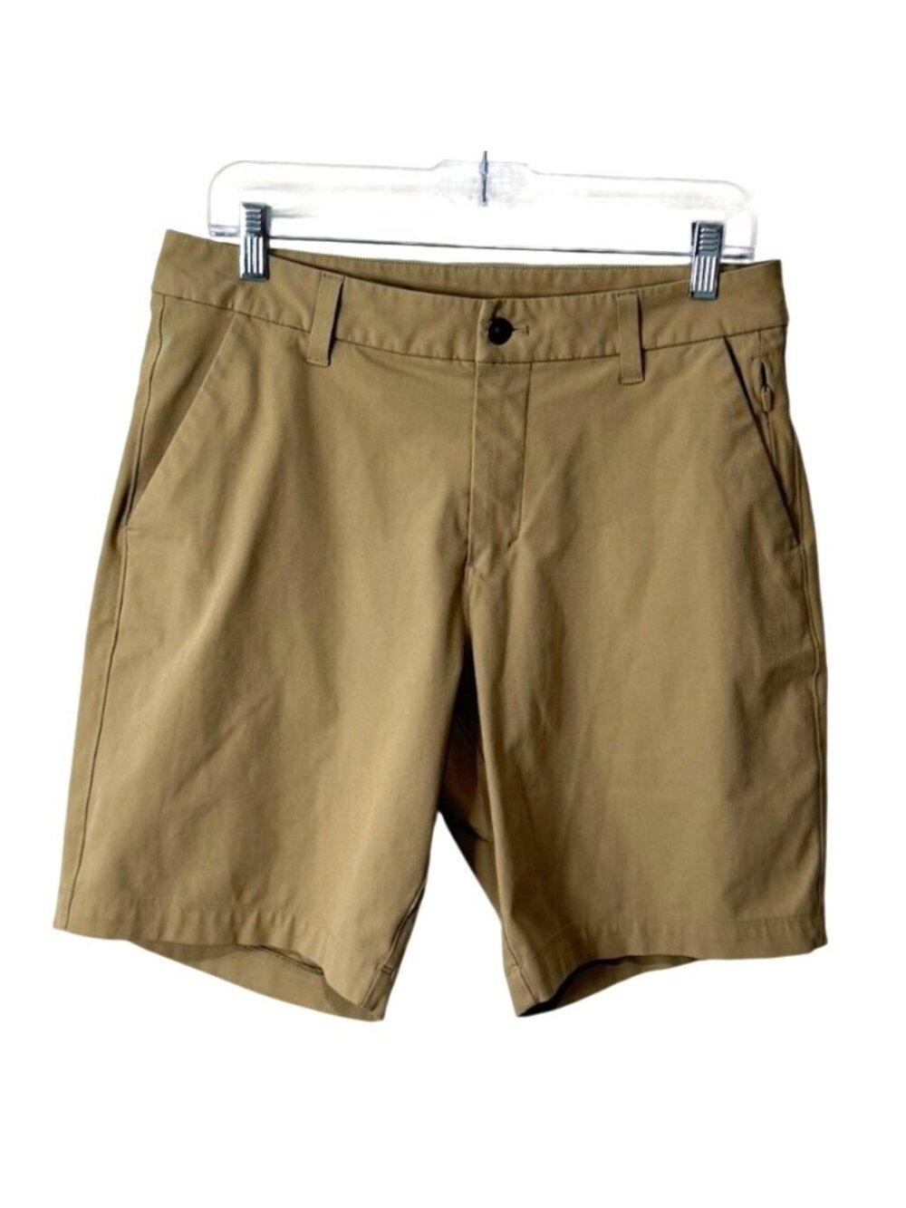 Lululemon Mens Size 30 Shorts Commission Classic Fit 9" Zip-Pocket Khaki LM7AAOS